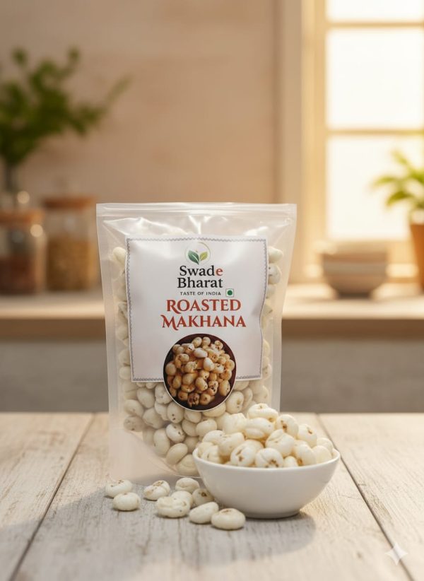 Swadebharat Premium Makhana (Foxnuts) 200gm | Jumbo Handpicked Lotus Seeds | High Protein, Gluten-Free, No Preservatives | Healthy Snack for All Ages