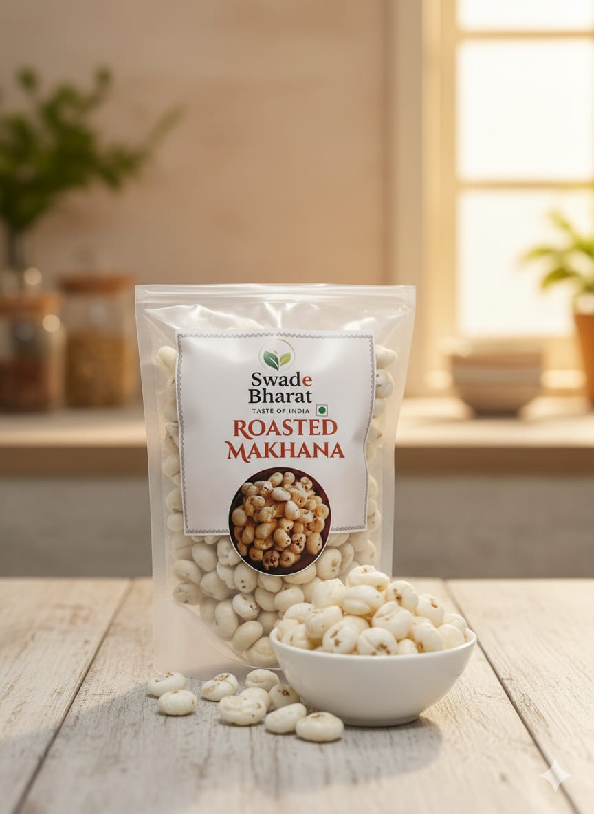SwadeBharat Premium Makhana (Foxnuts) 500g | High Protein Healthy Snack | Ideal for Fasting & Prasadam | No Added Preservatives | Fiber-Rich & 100% Natural