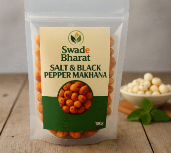 SWADEBHARAT Classic Salt & Black Pepper Makhana | Healthy Roasted Fox Nuts | Low Calorie, High Fiber, The Perfect Classic Snack | 80g